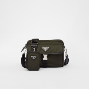 Prada Linaylon and Saffiano Leather Shoulder Bag 2VH133 Tundra