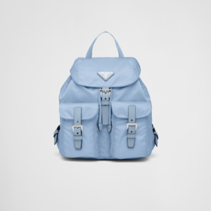 Prada Small Linen Backpack 1BZ677 Light Blue
