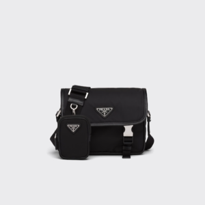 Prada Linaylon and Saffiano Leather Shoulder Bag 2VD034 Black