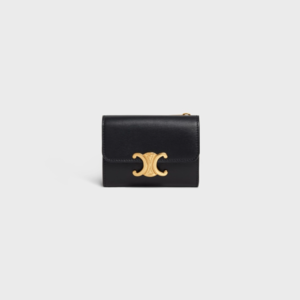 Celine Trionf Coin Compapart Wallet - Shiny Carpskin (Black)