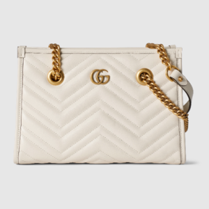 Gucci GG Mamon Small Tote Bag 779727 White Matlase Chevron Leather